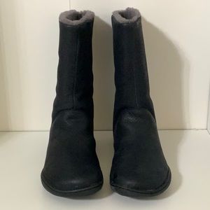 Camper black calf height boots barefoot style